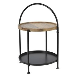 WELL HOME MOBILIARIO & DECORACIÓN Well Home Table d'appoint avec Deux Plateaux Couleur Ø39 x 55 cm, Noir/Naturel, 39x39x55 cm