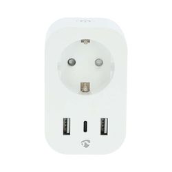 Nedis SmartLife Smart Stecker Wi-Fi | Ljusstyrka | 3680 W | Typ F (CEE 7/7)/1x USB-C™/2x USB | 0-55 °C