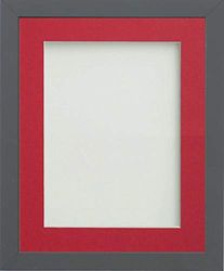 Frame Company Allington Grey Photo Frame with Red Mount, 18x14 for 16x12 inch, fitted with perspex