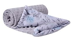 Medi Partners Couverture Bebe Couvertures de Bébé Plaid Enfant Nouveau-né 100% Coton pour Cadeau Naissance 75x100cm Multifonctionnel Bilatéral pour Landaus (Fleurs Grises avec du Gris Minky)