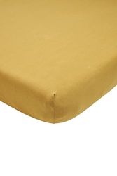 Meyco Home Basic Sábana Bajera Ajustable para Cama Doble (sábana de Calidad de Punto Suave, 100% algodón, Ajuste Gracias a su elástico Alrededor, Medidas: 160 x 210/220 cm), Color Dorado Miel