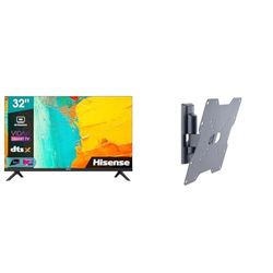 Hisense 32" LED HD Ready 32A4FG, Smart TV VIDAA 4.2, Audio 2.0 12W, Controlli vocali Alexa & Meliconi CME ETR200, Supporto TV Parete, Supporto TV Inclinabile, Staffa per TV a Schermo Piatto