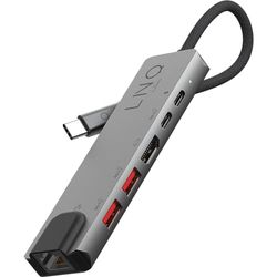 LINQ HUB MULTIPORT 6EN1 Pro USB-C 1 HDMI, 2 USBA, 2 USBC, ETHERNET