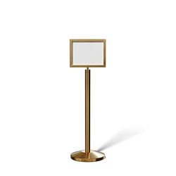 Crowd Control Warehouse Cadre de panneau de sol sur pied avec base inclinée, 27,9 x 35,6 cm horizontal, laiton satiné – Série CCW SFFS-100