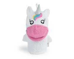 Isabelle Laurier - Gant de Toilette Amusant pour Enfant 100% Coton - Gant de Bain éponge pour bébé - Modèle Licorne, Blanc