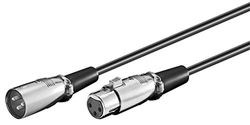 PremiumCord XLR till XLR-kabel, kontakt till uttag, 3-polig, strålcharm, färg svart, längd 6 m 6 m