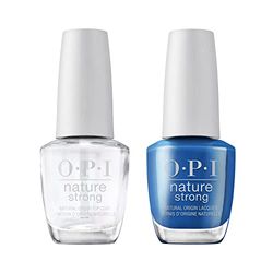 OPI Nature Strong Natural Vegan Nail Polish, Shore is Something & Vegan Top Coat Duo Bundle, 2 x 15ml