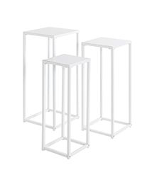 Haku Möbel Lot De 3 Colonnes à Fleurs, Métal, Blanc, L 22 X P 22 X H 61 cm /L 26 X P 26 X H 66 cm /L 30 X P 30 X H 71 cm