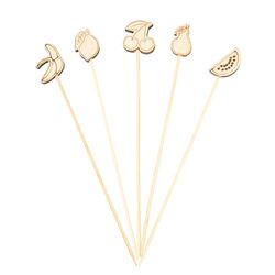 100 stuks - decoratieve picks "vruchten" 12 (H) cm gesorteerd bamboe