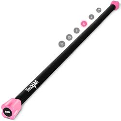 Yes4All Total Body Weighted Workout Bar 2-15 kg, Barbell for lifting for Aerobic, Yoga, Pilates and Exercise Strength Training in Home & Gym, Weighted bar Racks, Single/Combo
