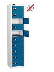 10 Door MEDIA Storage Locker, Blue, Hasp Lock