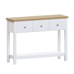 Vida Designs Arlington Console Tafelplank Hal Side End Kaptafel MDF (Wit, 3 Laden)