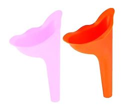 PARENCE.- Set van 2 draagbare urinoirs voor vrouwen / 10x13cm, siliconen - willekeurige kleur (roze oranje paars)