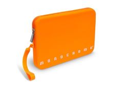 Pigna, Clutch Bag in Soft Silicone, Neon Monochrome, with Handle, Zipper, Orange Color, Pack of 1