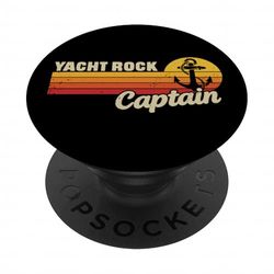 Yacht Rock Captain Pontoon Boat Music Retro Boating PopSockets Adhesive PopGrip