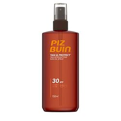 Piz Buin Tan & Protect Protector Solar Acelerador del Bronceado, Aceite en Spray SPF 30, Protección Alta - 150 ml