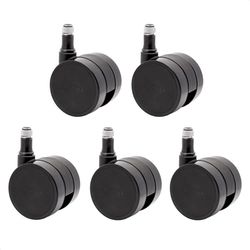 Wagner 02173561 Lot de 5 roulettes pour chaise de bureau pivotantes, design dur, diamètre 50 mm, hauteur 55 mm, frein intermittent, goupille enfichable 11 x 20 mm, charge maximale 50 kg/roulette,