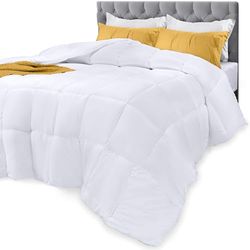 Utopia Bedding Couette Alternative en Duvet (lit Simple, Blanc) – Couette Toutes Saisons – Insert de Couette en Fibre siliconée en Peluche – Coutures carrées
