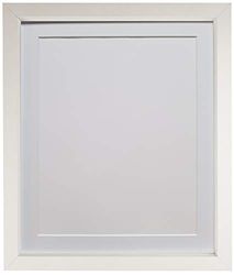 FRAMES BY POST Rio Picture Photo Frame, MDF Wood, White with White Mount, 10 x 8 Inch Image Size 7 x 5 Inch Plastic Glass