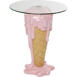 Kare Design stół bistro lodowy, różowy, okrągły stół do jadalni, średnica 60 cm, szkło bezpieczne, projekt pop-art, dekoracja wnętrz, dekoracja domu, do jadalni, kuchni, salonu