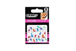 Glam'Up Paris - Stickers pour Nail Art - Autocollants Nail Art pour Décoration Ongles - Nail Art Design Manucure - Facile à Utiliser - N°30-213 - Plumes Paon de Couleur