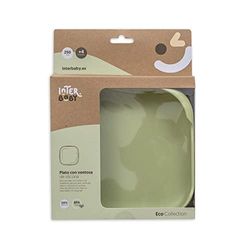 Silicone Suction Cup Dinner Plate in Olive Green