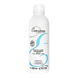 Embryolisse Milky Make-Up Remover Emulsion, 200ml, Natural Cleansing Milk Lotion and Makeup Remover for Face and Eyes Gives Soft and Moisturised Skin, Suitable for All Skin Types (Pack of 1)