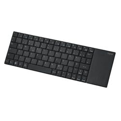 Rapoo E2710 - Teclado inalámbrico, inalámbrico de 2.4 GHz a través de USB, multimedia, diseño plano de acero inoxidable, panel táctil, para Smart TV / Media PC, diseño DE QWERTZ, negro