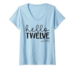 Mujer Hola doce est.2012, 12 años niña 12 cumpleaños Camiseta Cuello V
