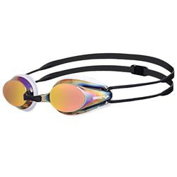 arena Tracks Mirror Óculos de natação unissexo, óculos de competição para adultos, lentes de espelho anti-embaciamento, proteção UV, 4 pontes nasais intercambiáveis, juntas de silicone