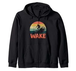 Retro Wake Lake Surf Wakeboarder Wakeboard Wakeboard Wakeboard Felpa con Cappuccio