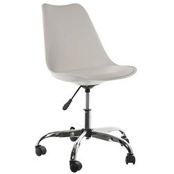 DRW Set de 4 Silla giratoria con Ruedas y Muelle de Gas de Metal y PP/PU en Blanco y Cromado 48x59x80/88cm