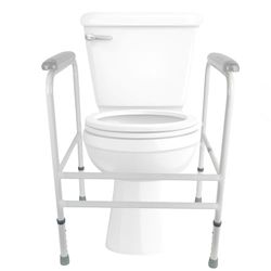 Homecraft Verstelbaar omrandingsframe voor wc, in hoogte verstelbare stalen handgreep - antislip badkamerveiligheidsondersteuning voor ouderen en gehandicapten - voorgemonteerde mobiliteitshulp