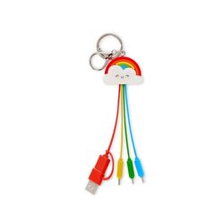 Legami - Cable de carga múltiple Link Up, tema Rainbow, con llavero, 4 cables de carga, USB, Tipo-C, Micro-USB, Lightning, con adaptador USB tipo C, cable recubierto de TPE
