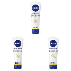 NIVEA 3in1 Q10 Anti-Age Care Hand Cream (100ml), Moisturising Hand Cream Reduces the Appearance of Wrinkles with Q10 and UV Filters, NIVEA Hand Cream for 24 Hour Moisture (Pack of 3)