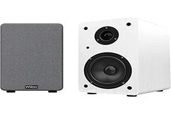 Wiibo Karino 10184155 Pair of HiFi Speakers 100 W Power 100 W Speaker Shelf Output Bass Reflex 2 Way Compact Design 250 mm x 180 mm x 300 mm White