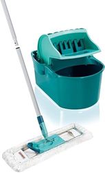 Leifheit Pressa Profi Compact Set lavapavimenti, Mop lavapavimenti con strizzatore e manico in 3 pezzi, Mop set salvaspazio con strizzatore riponibile
