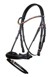 HKM Rosegold Glamour Style Bridon Noir/Or Rose Poney