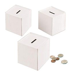 Baker Ross Tirelires en Forme de Cube à décorer (Paquet de 3) - Loisirs créatifs pour Enfants, Blanc