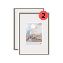 walther Design Picture Frame Steel 29,7 x 42 cm (DIN A3) with Art Glass Double Pack, New Lifestyle Plastic Frame KVX342DD