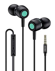 VEENAX M3 Auricolari con Microfono, Controllo del Volume, Cuffiette con Filo, Cuffie In-Ear con Cavo, Auricolare Stereo con Bassi Intensi per Telefono Cellulare Computer Tablet MP3, Jack 3,5 mm, Nero