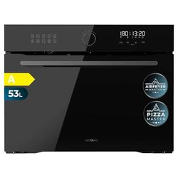 Cecotec Four Encastrable Bolero Hexa AF314500 Glass Black A de 53 L. Fonction Friteuse, 2900W, 11 Fonctions, Airfryer Master, Pizza Master, Faible Consommation, Nettoyage Facile