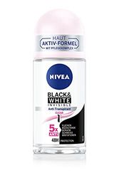 NIVEA Black & White Invisible Clear Deo Roll-On (50 ml), antitraspirante con formula antimacchia e senza alcool etilico, deodorante con protezione 72 ore e complesso di cura Nivea