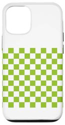 Coque pour iPhone 15 Carreaux vert citron blanc damier