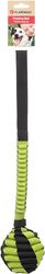 Flamingo Rofas Woven Pull Rope Dog Toy with Ball L Green/Black – 49 x 9 x 9 cm – Floating And with Elastic Handle