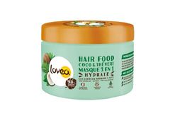 LOVEA - Hair Food - Masque 3 En 1 - Huile De Coco & Thé Vert - Hydrate, Assouplit & Démêle - Cheveux Normaux à Secs - 98% D'Origine Naturelle - Sans Silicone - Vegan - Fabriqué En France - 390 ml
