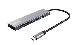 Trust Halyx Hub USB-C Veloce e Lettore di Schede, 5 Gbps con USB 3.2 Gen 1, Lettore di schede SD e micro-SD 104 MB/s, (micro) SD, SDHC e SDXC fino a 2 TB, PC/Laptop/Macbook/Chromebook