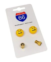Set di 2 tappi per valvole Smiley con 2 adattatori per bicicletta