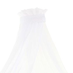 babybay Ciel de lit piqué avec Bande Compatible avec Les modèles Midi, Original, Maxi, Boxspring et Comfort Plus, Pois Blancs Gris Perle