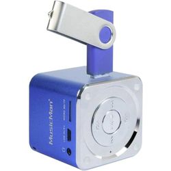 MusicMan Altoparlante portatile Mini Soundstation - Lettore MP3, USB, supporto per scheda MicroSD, 5 ore di riproduzione Batteria ricaricabile - Perfetto per i viaggi (Blu)